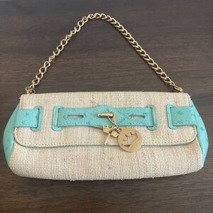 Elaine Turner Ostrich embossed Raffia Shoulder Bag